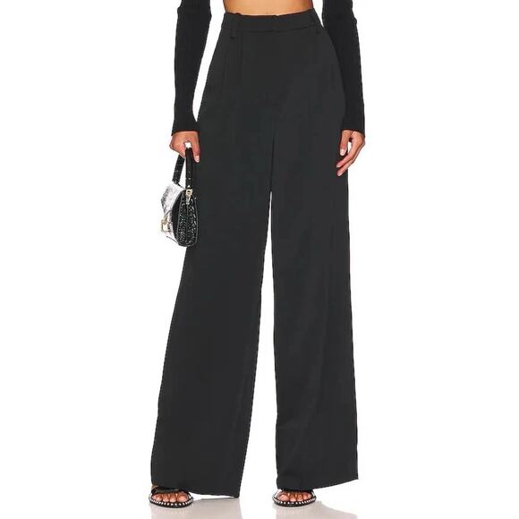Favorite Daughter The Favorite Pant Trouser Black Pleated Wide Leg Size 10 Z26 - Picture 3 of 12